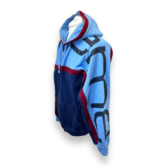 Supreme Mens Big Logo Paneled Zip Up Hooded Sweatshirt Navy Blue Red FW20 M - Picture 3 of 11
